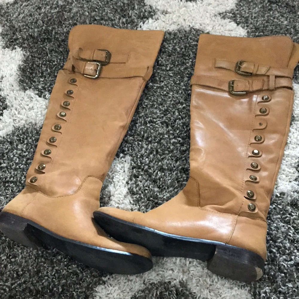 Leather knee boots